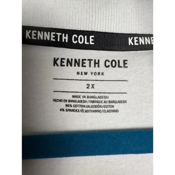 Kenneth Cole Black White Gray Stripe Short Sleeve Lightweight Polo Shirt XXL/2XL - Picture 4 of 4